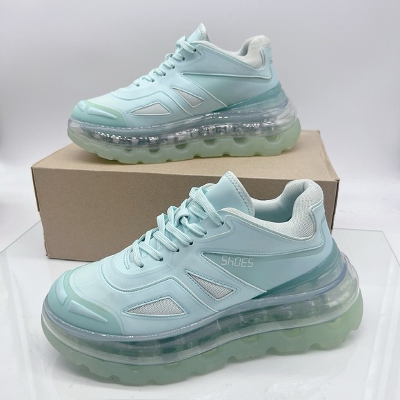 Shoes 53045 Bump Air Platform Sneaker Blue Mint Size EU 39 US 8- 8.5 - Picture 3 of 13